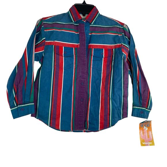 VTG Deadstock Wrangler Painted Desert stripped western button down Boys Medium - Picture 1 of 15